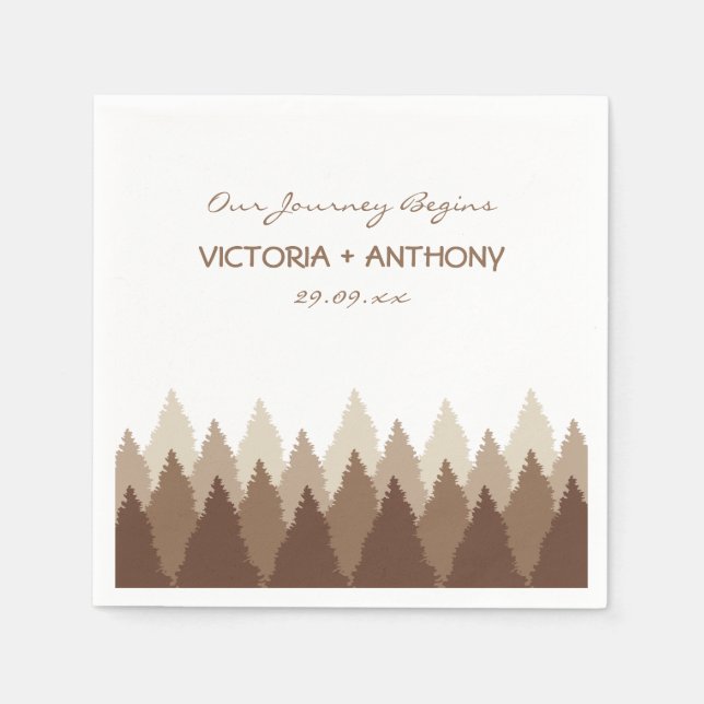 Brown Forest Range Woodland Wedding Napkins (Front)