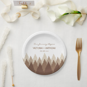 Brown Forest Range Woodland Wedding Paper Plates