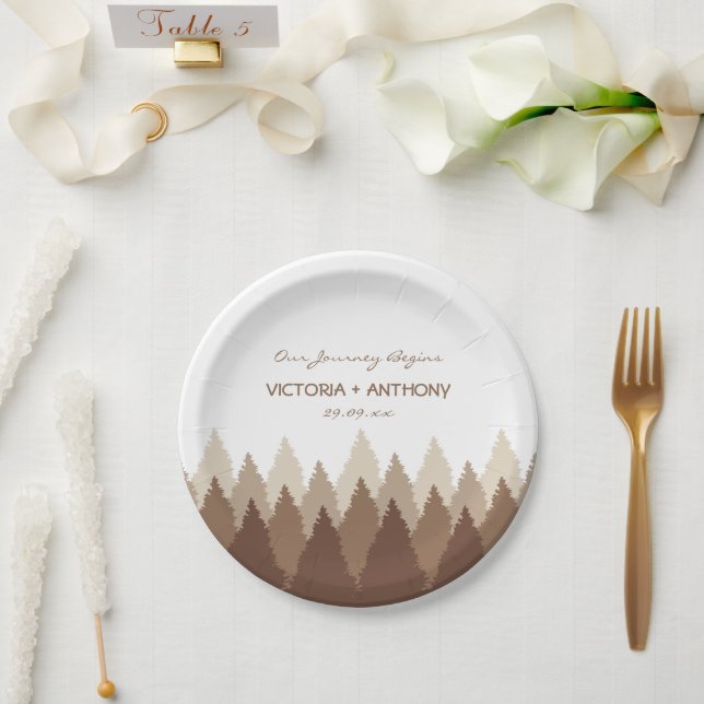 Brown Forest Range Woodland Wedding Paper Plates (Wedding)