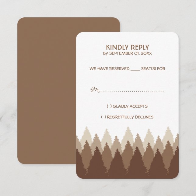 Brown Forest Range Woodland Wedding RSVP Card (Front/Back)
