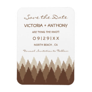 Brown Forest Range Woodland Wedding Save The Date Magnet