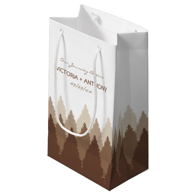 Brown Forest Range Woodland Wedding Small Gift Bag (Front Angled)