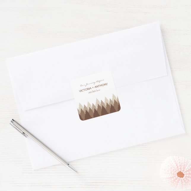 Brown Forest Range Woodland Wedding Square Sticker (Envelope)