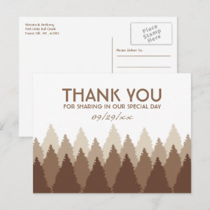 Brown Forest Range Woodland Wedding Thank You Postcard