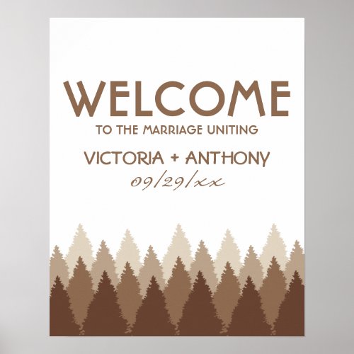 Brown Forest Range Woodland Wedding Welcome Poster