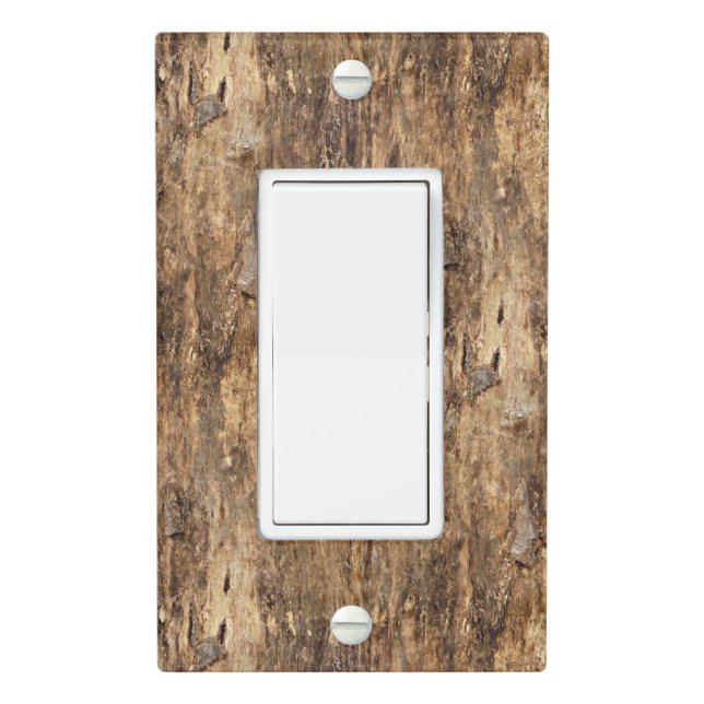 Brown Forest Tree Bark Wooden Texture Look Pattern Light Switch Cover (In Situ)