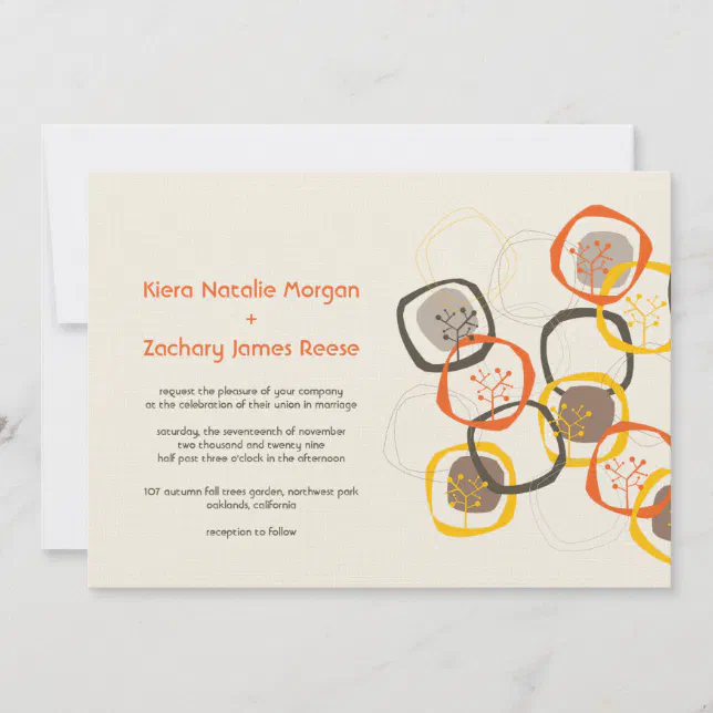 Brown Forest Tree Rings Rustic Autumn Fall Wedding Invitation | Zazzle