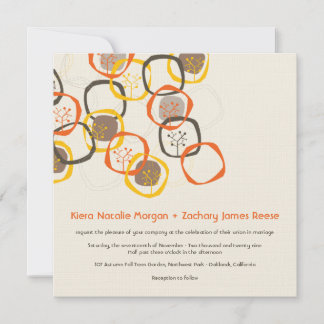 Brown Forest Tree Rings Rustic Autumn Fall Wedding Invitation