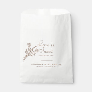Brown Formal Rose Floral Love is Sweet Wedding Favor Bag