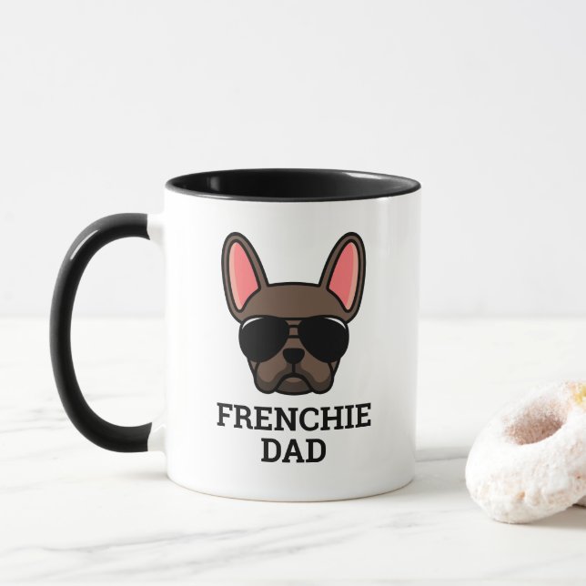 Brown French Bulldog Frenchie Dog Dad Mug (With Donut)