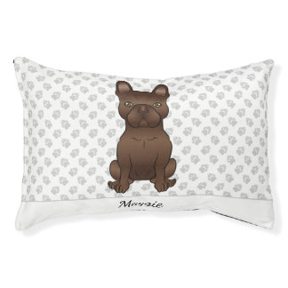 Brown French Bulldog / Frenchie Dog &amp; Pet's Name Pet Bed