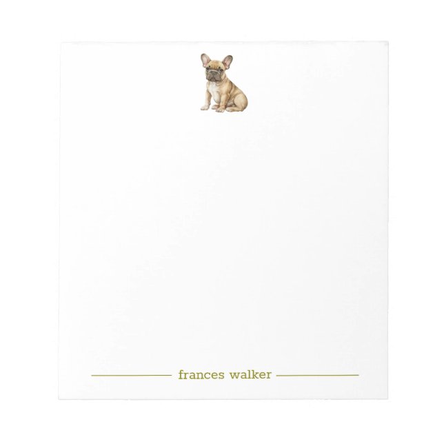 Brown French Bulldog Personalized Notepad (Front)
