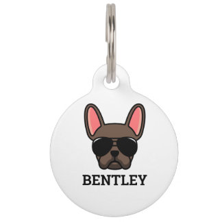 Brown French Bulldog Pet ID Tag