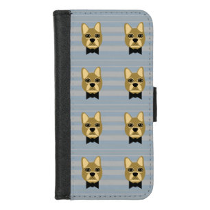 Brown French Bulldog, Stripes iPhone 8/7 Wallet Case