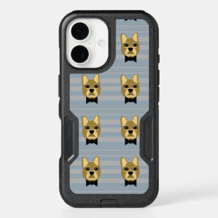 Brown French Bulldog, Stripes iPhone 16 Case
