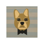 Brown French Bulldog, Stripes Wood Wall Art