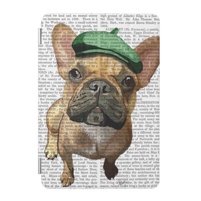Brown French Bulldog with Green Hat 2 iPad Mini Cover (Front)
