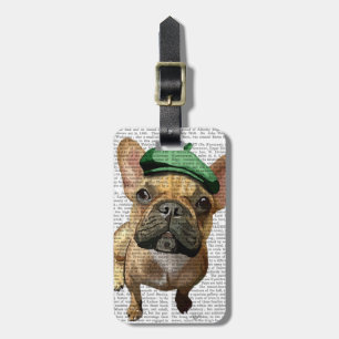 Brown French Bulldog with Green Hat 2 Luggage Tag