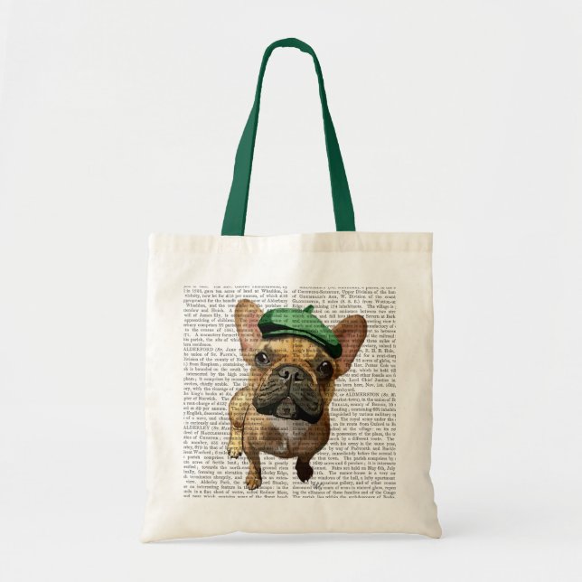 Brown French Bulldog with Green Hat 2 Tote Bag (Front)