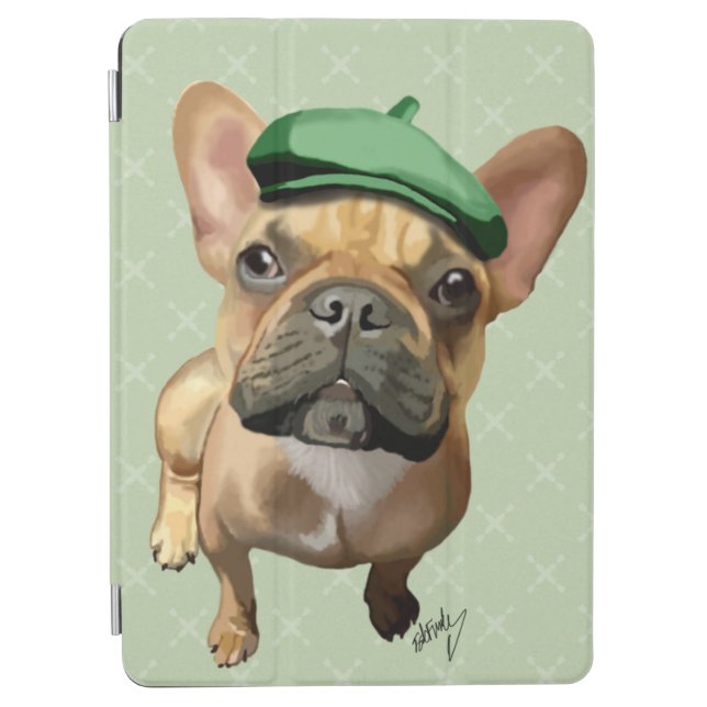 Brown French Bulldog with Green Hat iPad Air Cover (Front)
