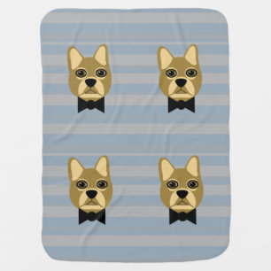 Brown Frenchie Bulldog, Stripes Baby Blanket