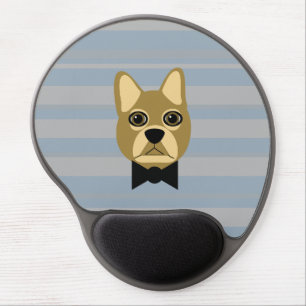 Brown Frenchie Bulldog, Stripes Gel Mouse Pad