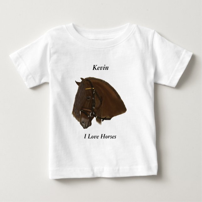 Brown Friesian Draft Horse Baby T-Shirt (Front)