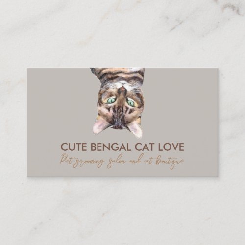 Brown Funny Pet Sitter Bengal Cat Business Card