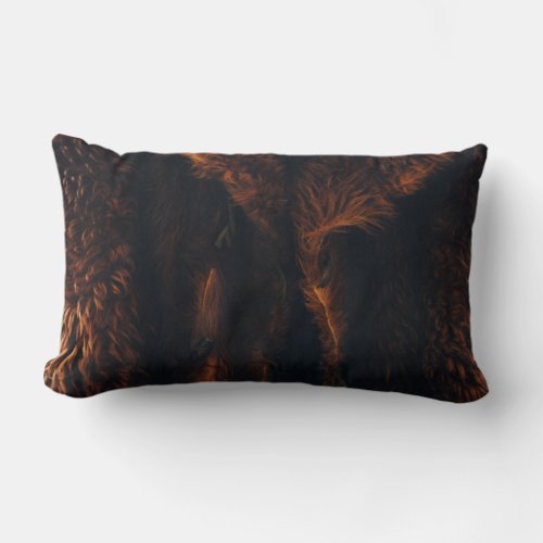 Brown fur coat lumbar pillow