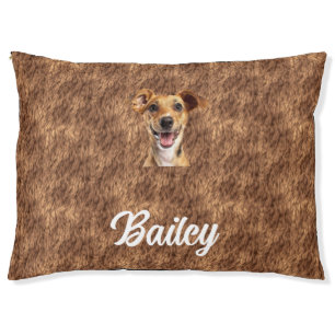 Brown Fur Large Outdoor Dog Bed