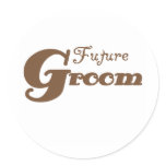 Brown Future Groom Classic Round Sticker