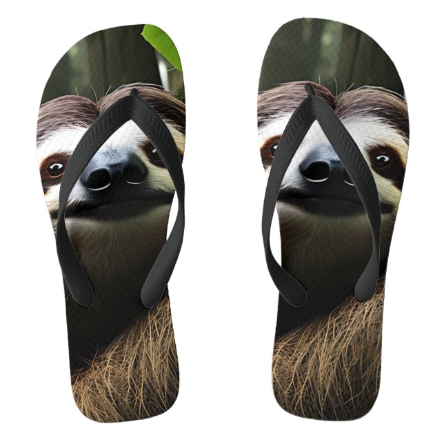Brown Fuzzy Sloth, Flip Flops (Footbed)