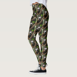 Brown Fuzzy Sloth, Ladies Leggings