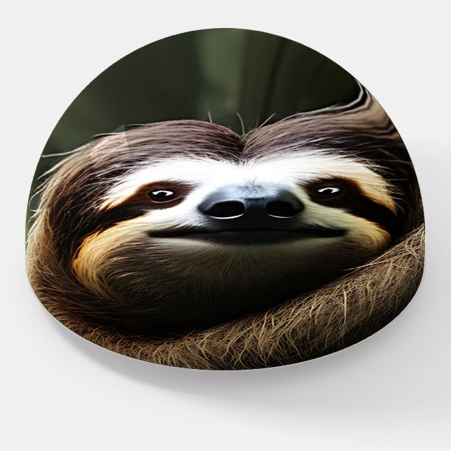 Brown Fuzzy Sloth, Paperweight (Angled)