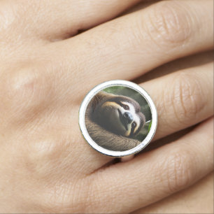 Brown Fuzzy Sloth, Photo Ring