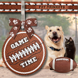 Brown Game Time Football Dog Cat Pet ID Tag