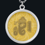 Brown Ganesha Sterling SIlver Necklace<br><div class="desc">Beautiful  Ganesha Design Sterling Silver Necklace.  Great as a wedding favor,  wedding gift,  birthday gift or holiday gift.  Change the background  You can add text/color of your name.</div>