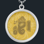 Brown Ganesha Sterling SIlver Necklace<br><div class="desc">Beautiful  Ganesha Design Sterling Silver Necklace.  Great as a wedding favor,  wedding gift,  birthday gift or holiday gift.  Change the background  You can add text/color of your name.</div>