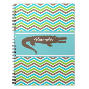 Brown Gator on Chevron Personalized Notebook