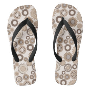Brown Gears Flip Flops