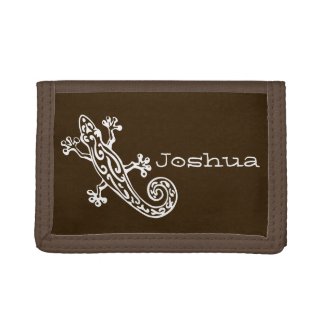 Brown gecko white stylized named wallet
