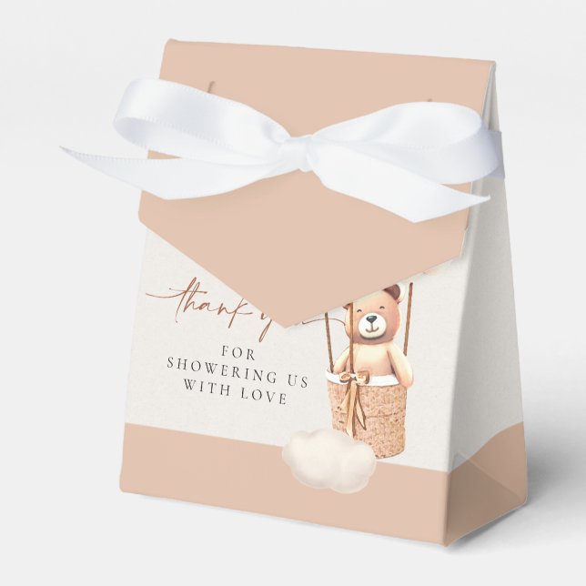 Brown Gender Neutral Bear Balloons Favor Box (Front Side)