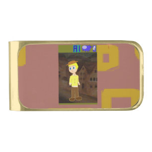 Brown Geometric Cartoon Theme Money Clip