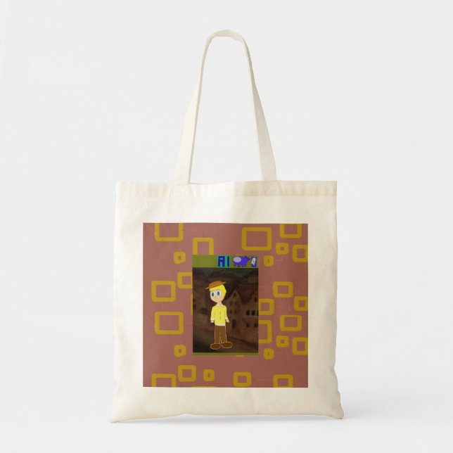 Brown Geometric Cartoon Theme Tote Bag (Front)