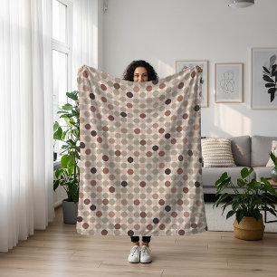 Brown Geometric Circle Pattern Cozy Sherpa Blanket