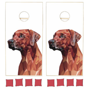 Brown Geometric Dog Cornhole Set