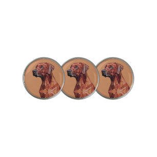 Brown Geometric Dog on Brown Golf Ball Marker