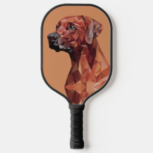 Brown Geometric Dog on Brown Pickleball Paddle