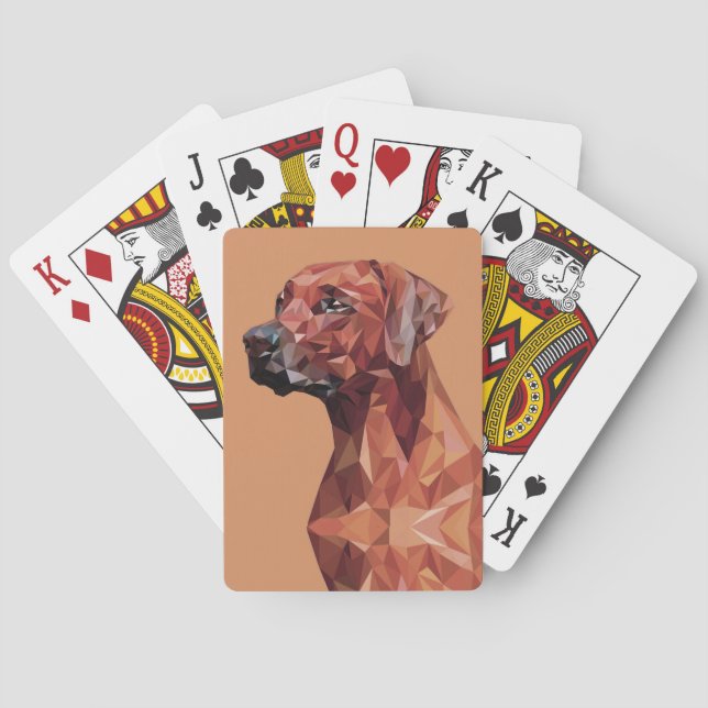 Brown Geometric Dog on Brown Poker Cards (Back)