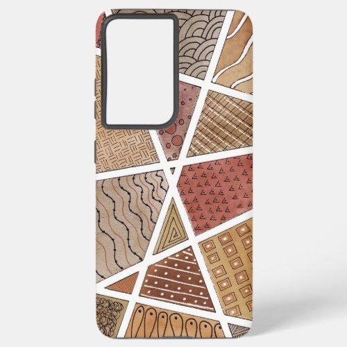 Brown geometric doodle touch phone case